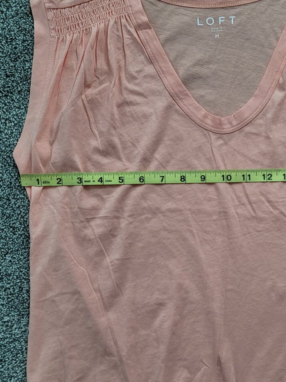 LOFT Womens Peach Smocked Shoulder Sleeveless V-Neck Knit Top Medium - Picture 6 of 10